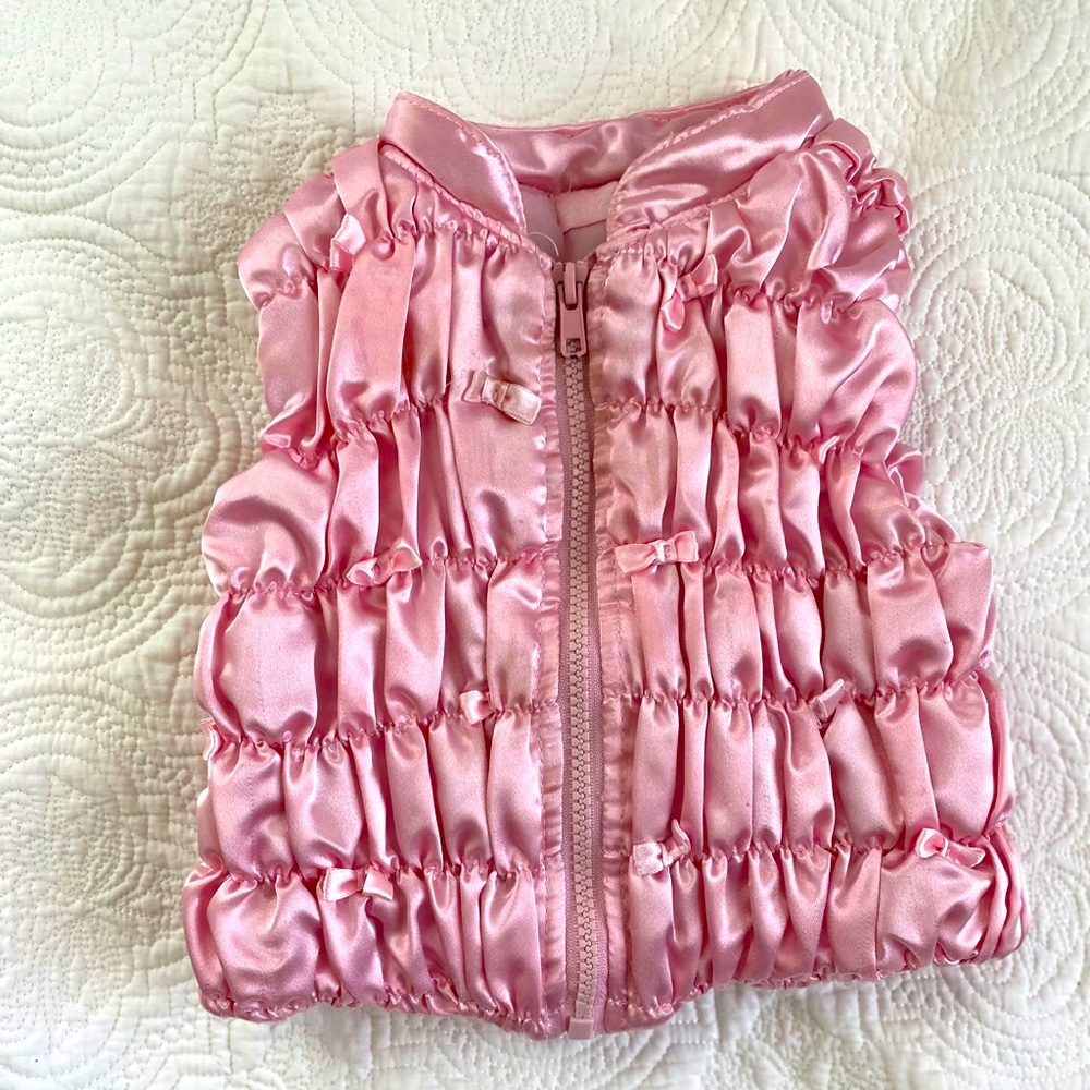 Ruched Pink Satin Vest 2t